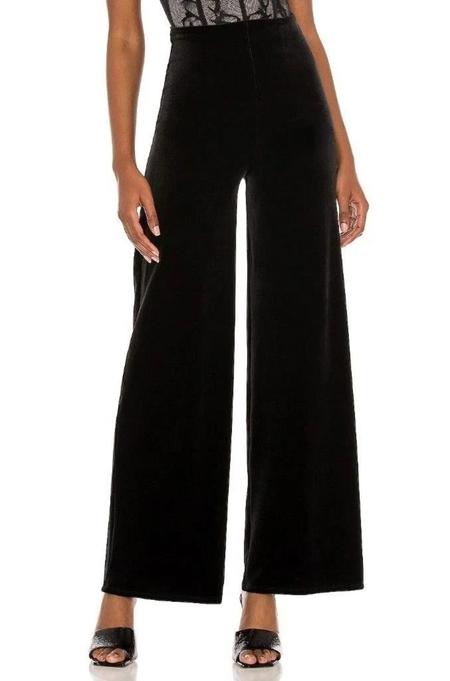 Commando Control Velvet Wide Leg Pants Black Smoothing Waistband S